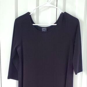 Clara Sun Woo black poly knit top.  XS
